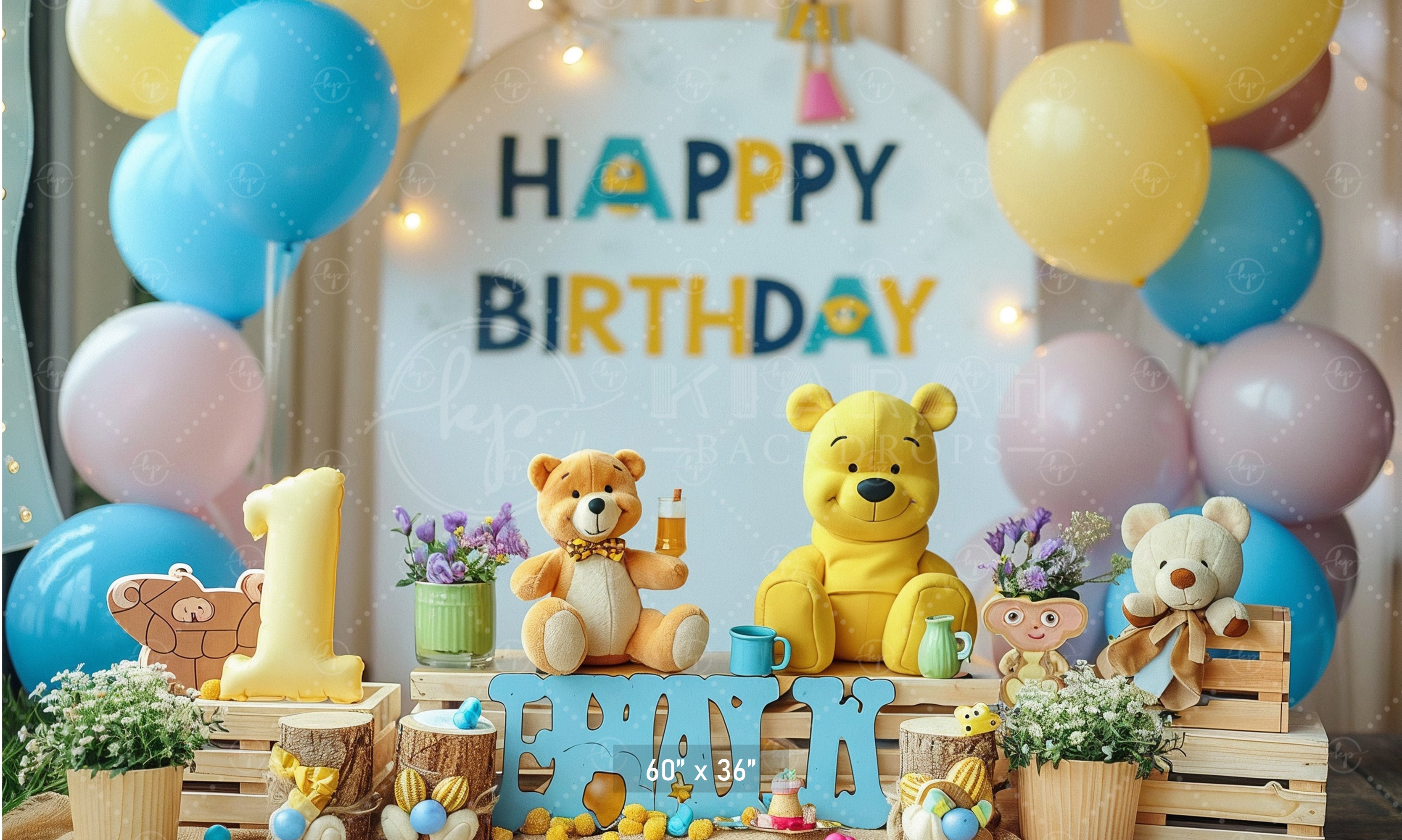 Adorable Teddy Birthday Setup Backdrop